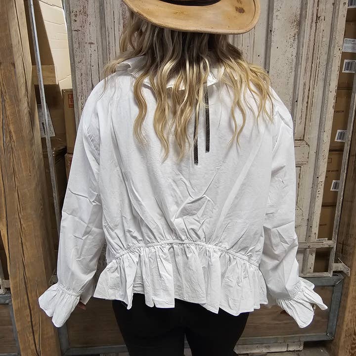 A Rare Bird Shop - Wholesale Blouse - Women's - White One size Ruffle Shirt