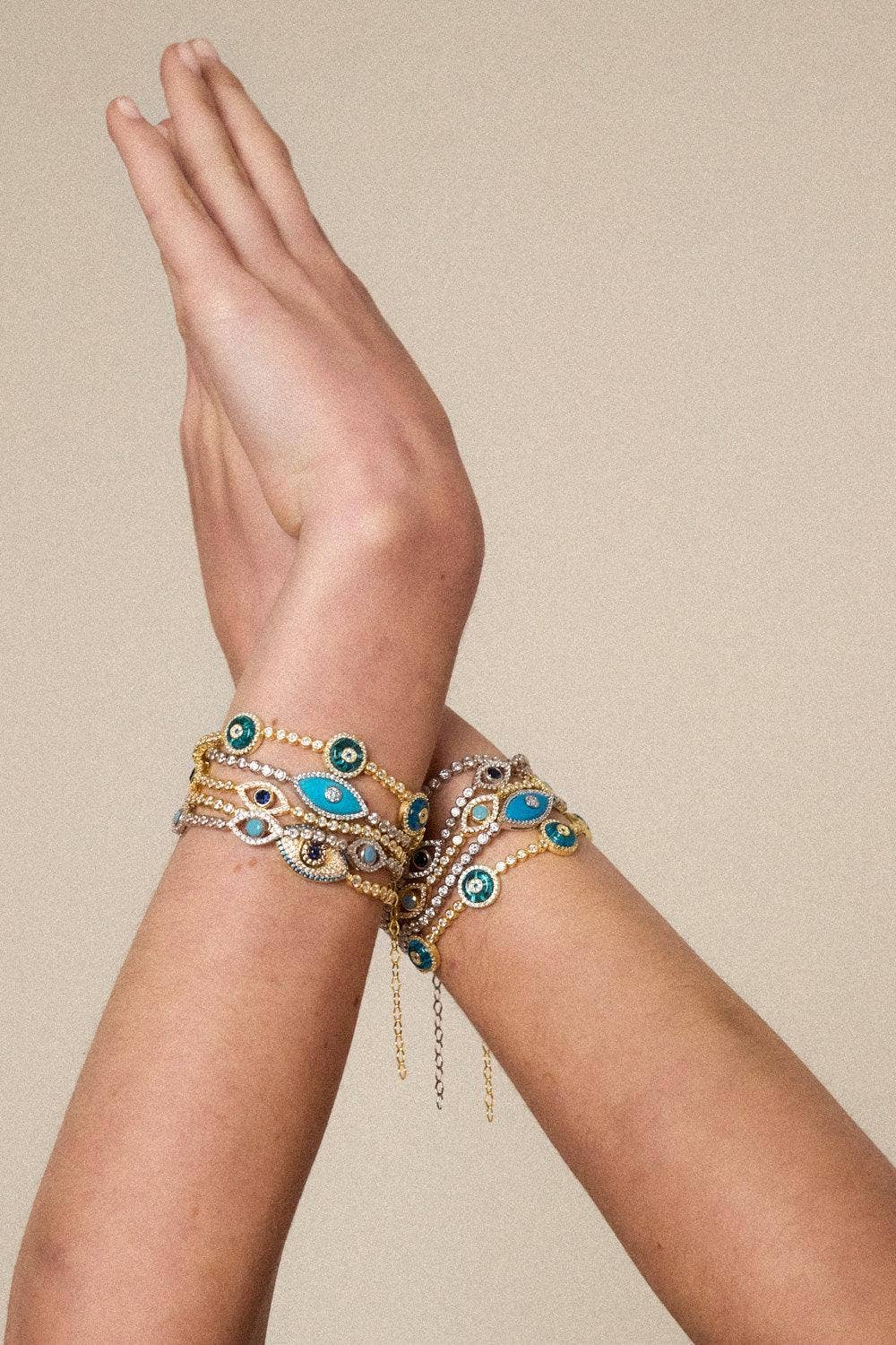 Selen Jewels - Vendita all'ingrosso Braccialetto con ciondolo/pendente - Braccialetto con Occhio di Malocchio in Pietra Verde3