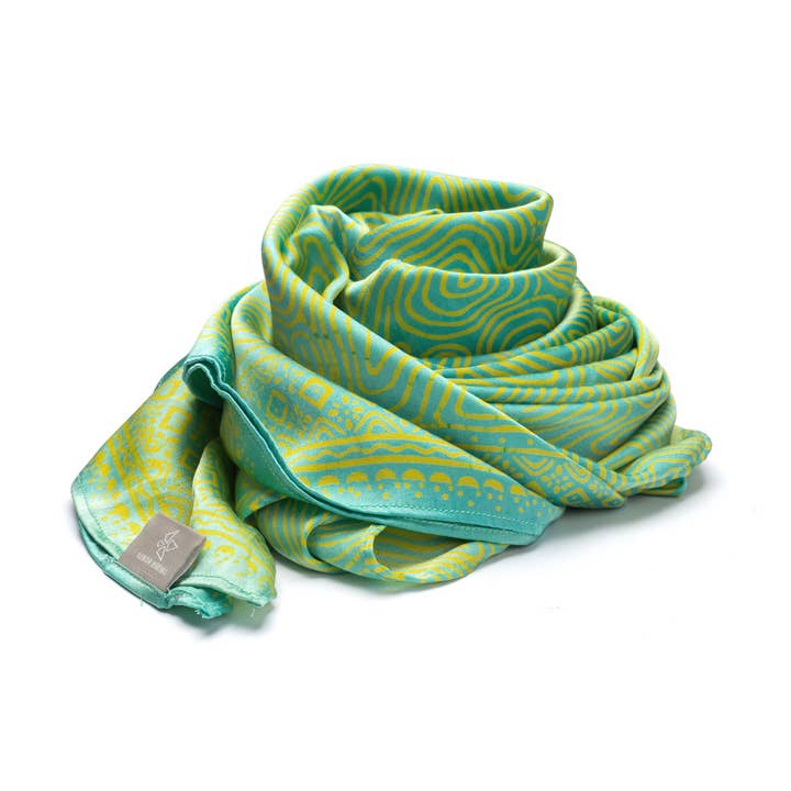 Dan zijden sjaal, blauw/geel voor wholesale door LINDA HERING