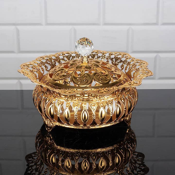 Stainless Decorative Candy Dish, Gold and Silver, 8.7" for wholesale by Hakan
