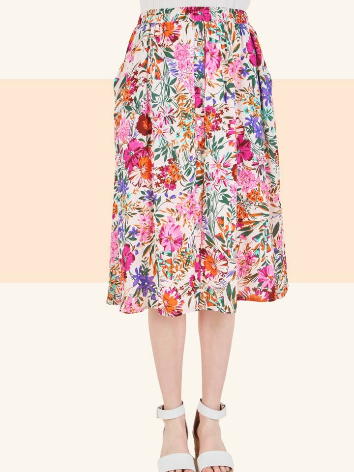 Jupe tissée à fleurs pour la vente par P.S Kate