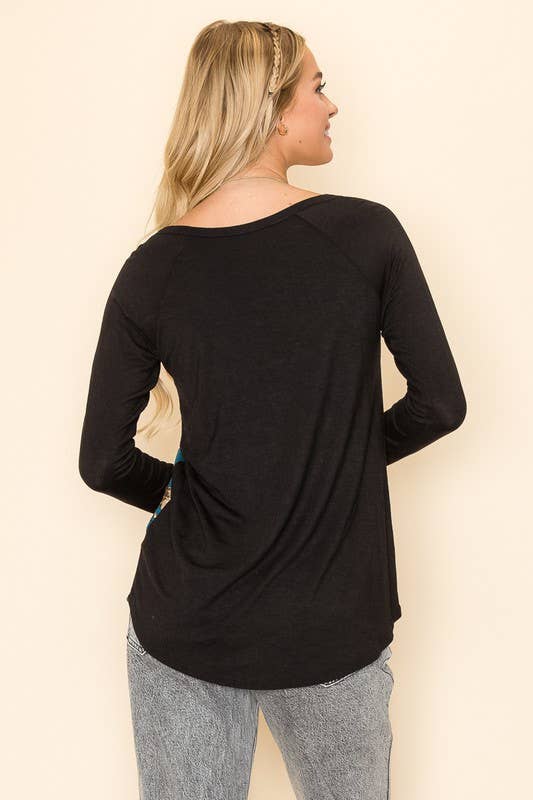 A.gain - Wholesale Tunic - Women's - 10759L296 - STRIPE AND FLORAL PRINT COLOR BLOCK TOP6