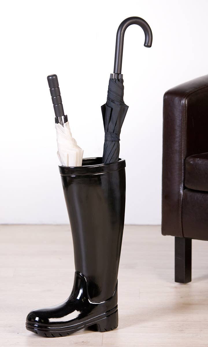 Gilde Handwerk Macrander GmbH & Co. KG – Großhandel Schirmständer – Schirmständer"Stiefel"Ker.schwarz H.45cm