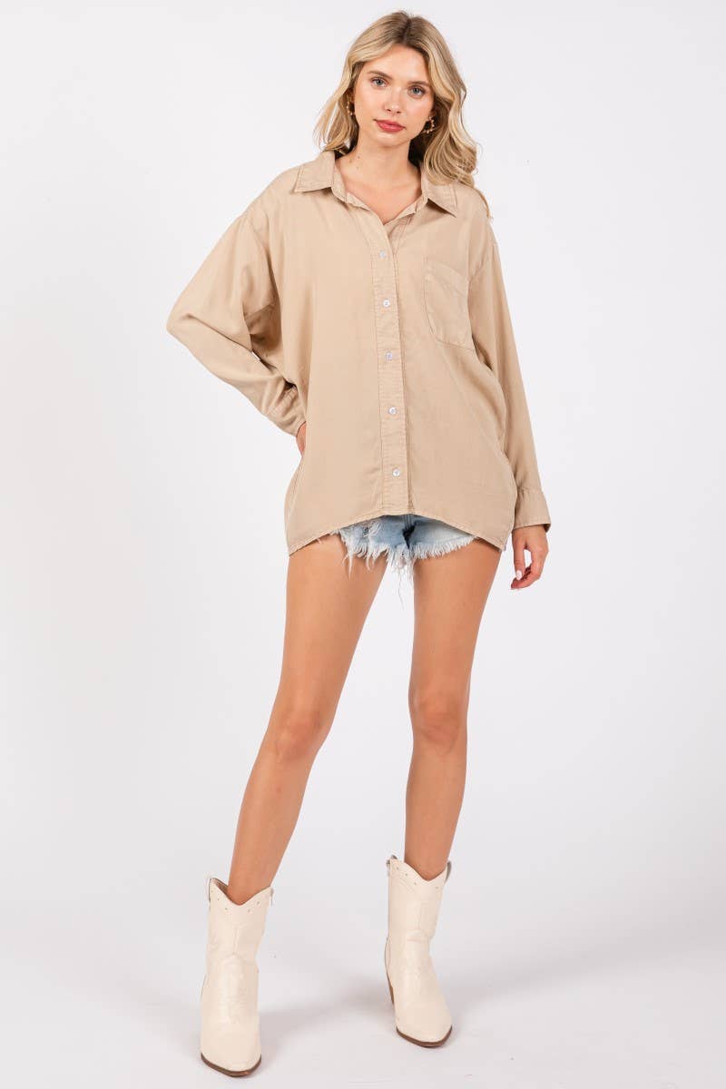 ZiA Apparel - Wholesale Button Down Shirt - Women's - V-NECK LAPEL COLLAR SHIRT 14