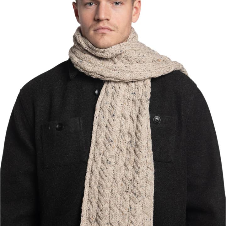 Rue Saint-Patrick - Wholesale Scarf - Men's - Made in Ireland Worsted Wool Scarf in Oatmeal2