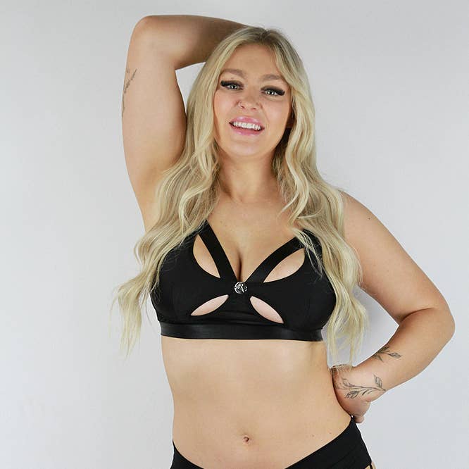 Matte Black Low Scrunch Bum Booty Shorts with GARTERS for wholesale by Rarr Designs