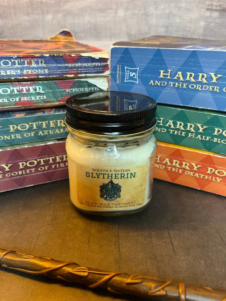Slytherin Glitter Candle for wholesale by Solstice Sisters