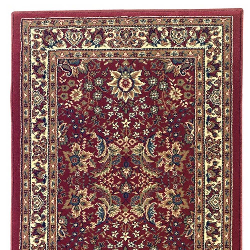 HomeRoots – wholesale Matta – 8' Röd och elfenbensfärgad orientalisk löpare matta4