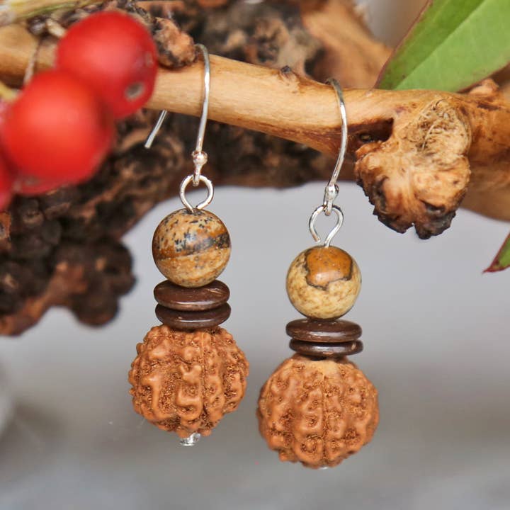 Rudraksha Drop Down Earrings for wholesale by IST Jewelry