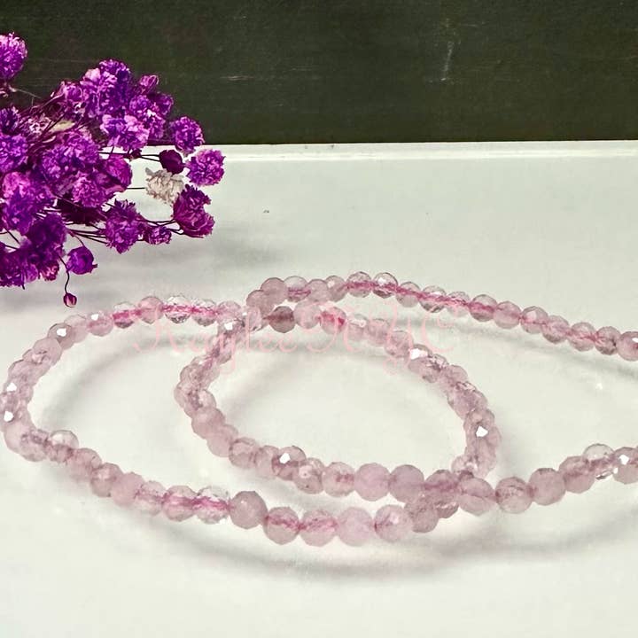 KayleeNYC - Wholesale Beaded Bracelet - Natural Rose Quartz 4mm Faceted 7.5”Crystal Bracelet2