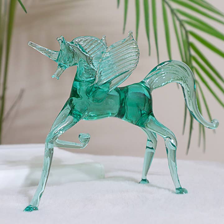 Art Glass unicorn horse sculpture, lampwork animal figurine for wholesale by Adamodart