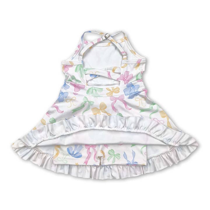 Yawoo Garments - Wholesale Athletic Dress - Kids - Straps colorful bows ruffle kids girls athletic dresses