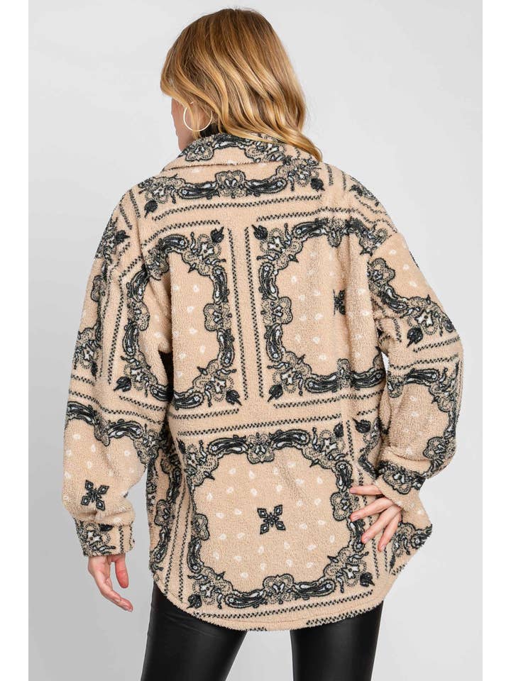 ELLEBORN - Wholesale Shirt Jacket/Shacket - Women's - Cozy Sherpa Button Down Jacket 3398T