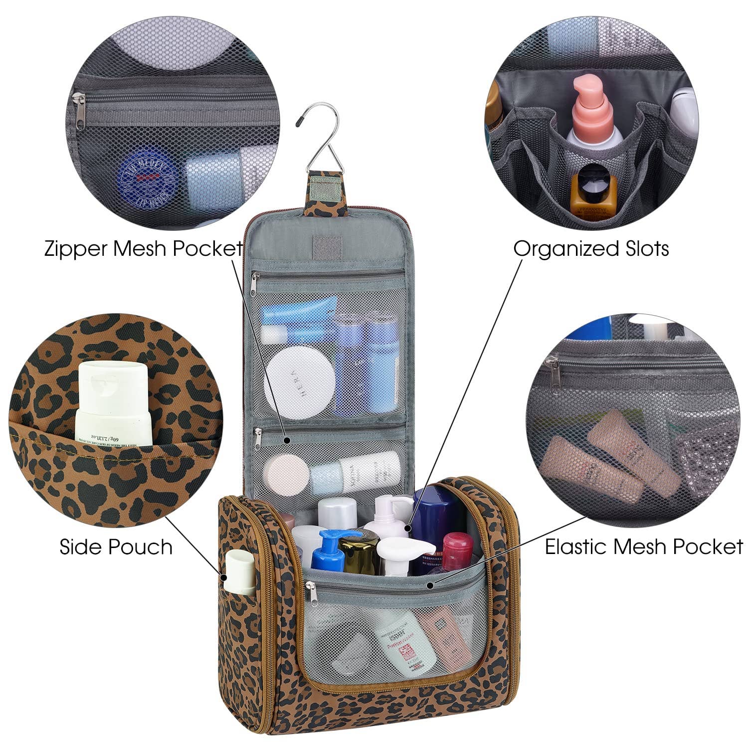 wandf – Bolsa de higiene pessoal - Mulher por atacado – wandf Bolsa de Viagem Suspensa para Higiene e Maquiagem com Estampa Animal Print27