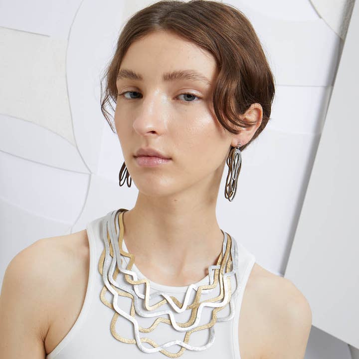 Curves Duo Necklace - Silver / Gold for wholesale on Faire4