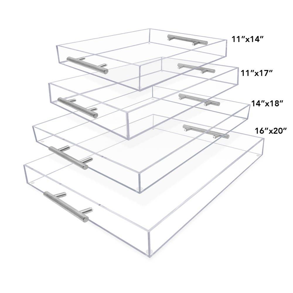 Isaac Jacobs International - Wholesale Serving Tray - Isaac Jacobs Clear Acrylic Serving Tray with Metal Handles57