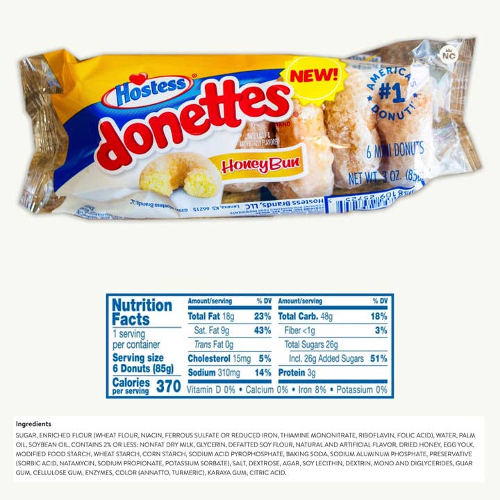 Shop The King - Wholesale Retailer Display - Food & Drink - Hostess Honey Bun Mini Donettes, 3 oz Packs (Pack of 10)