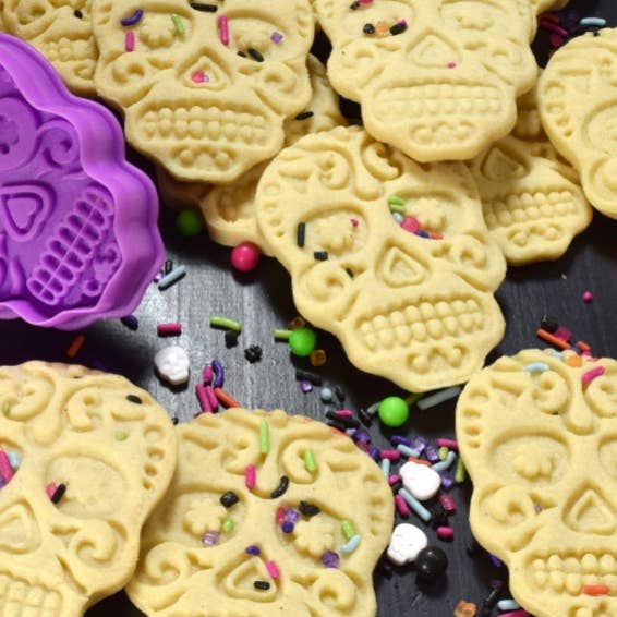 R&M International - Wholesale Cookie Cutter - Day of the Dead Sugar Skull Stamper (3")4