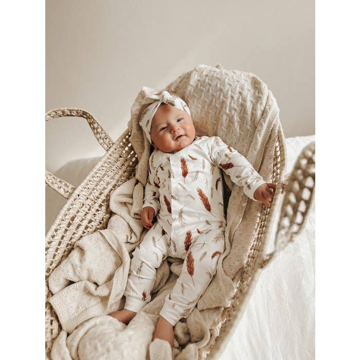 Cute Little You - Vente Barboteuse – bébé - Grenouillère avec motifs plumes de pampas | Blanc cassé1