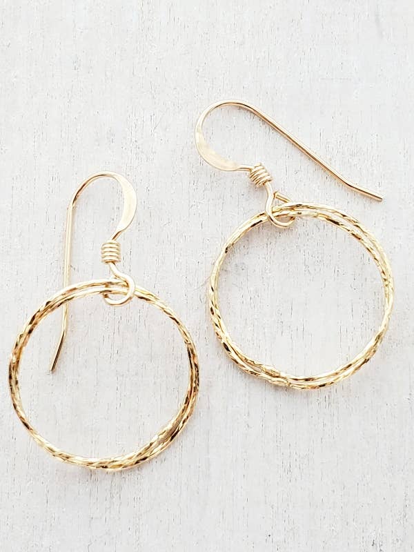Gold Diamond Cut Circle Earrings for wholesale by Sosie Designs