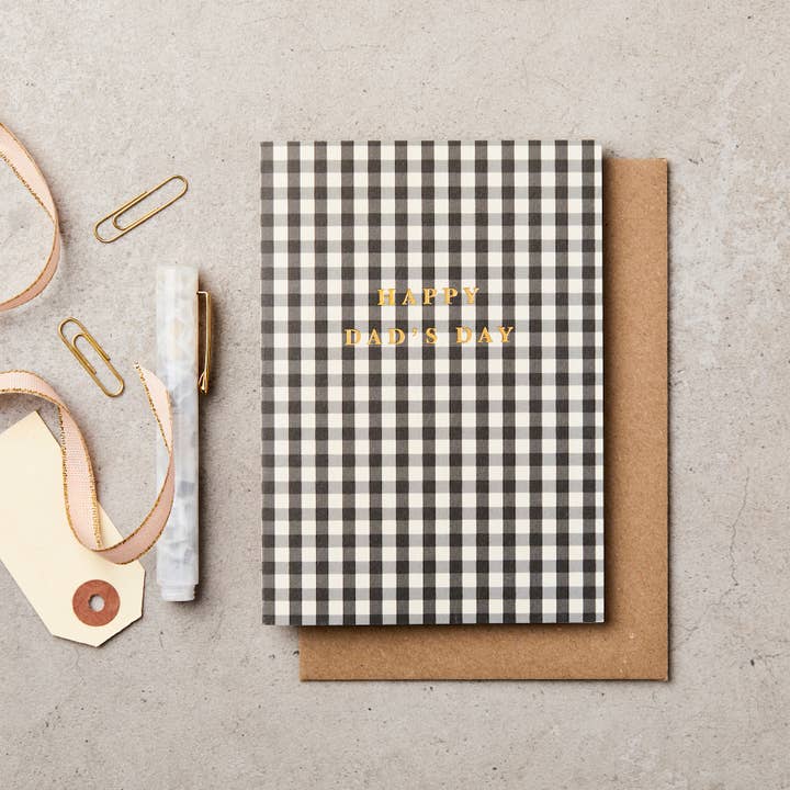 Gingham Dads Day Vaderdagkaart voor wholesale door Katie Leamon