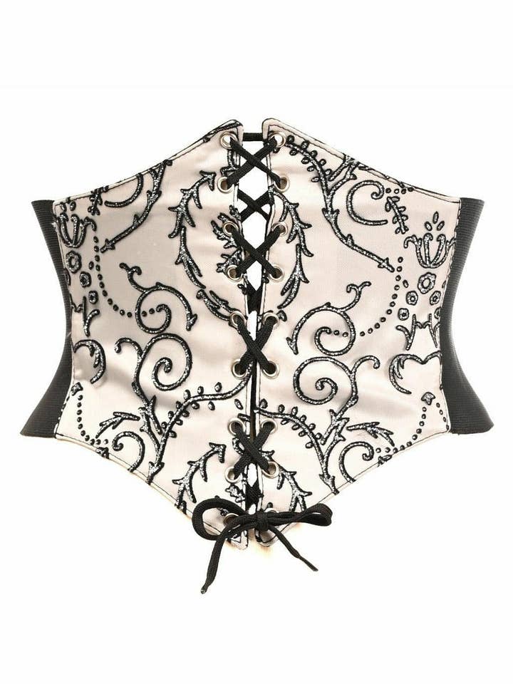 Daisy Corsets - Wholesale Corset - Women's - Lavish Ivory Embroidered Corset Belt Cincher