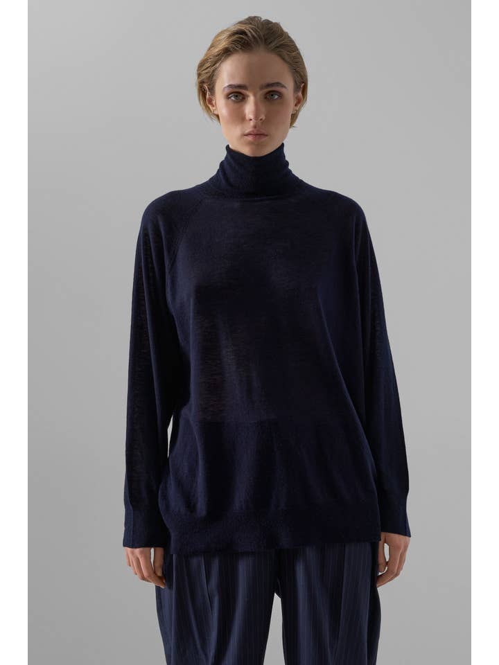 Leap Concept - Vendita all'ingrosso Maglione tricot - Donna - Maglione a collo alto VIOLET in maglia fine