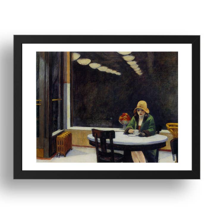 AUTOMAT: classic art by Edward-Hopper Framed Art Poster for wholesale by PERIOD PRINTS