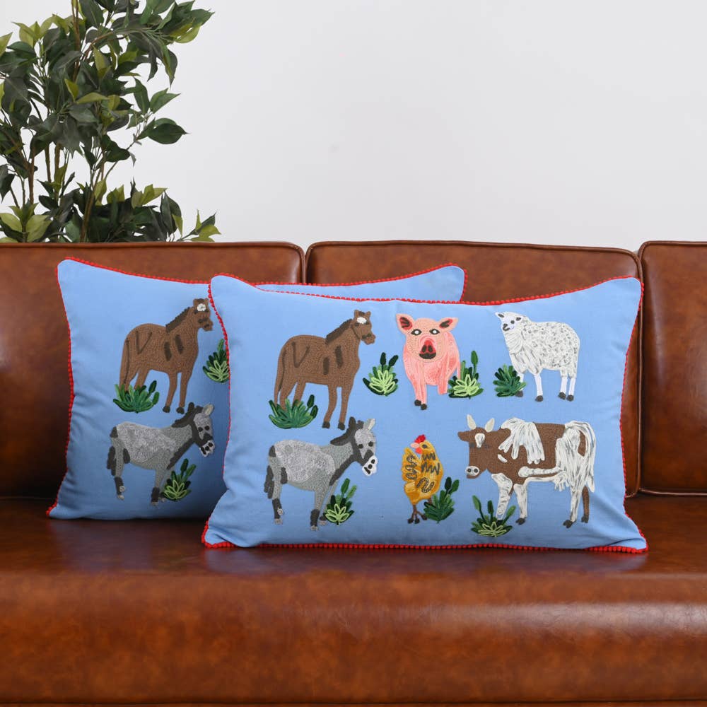 Karma Living - Wholesale Throw/Decorative Pillow - 2ABCC231222_DBRD SET / 2 FARM ANIMAL CUSHION 16x244