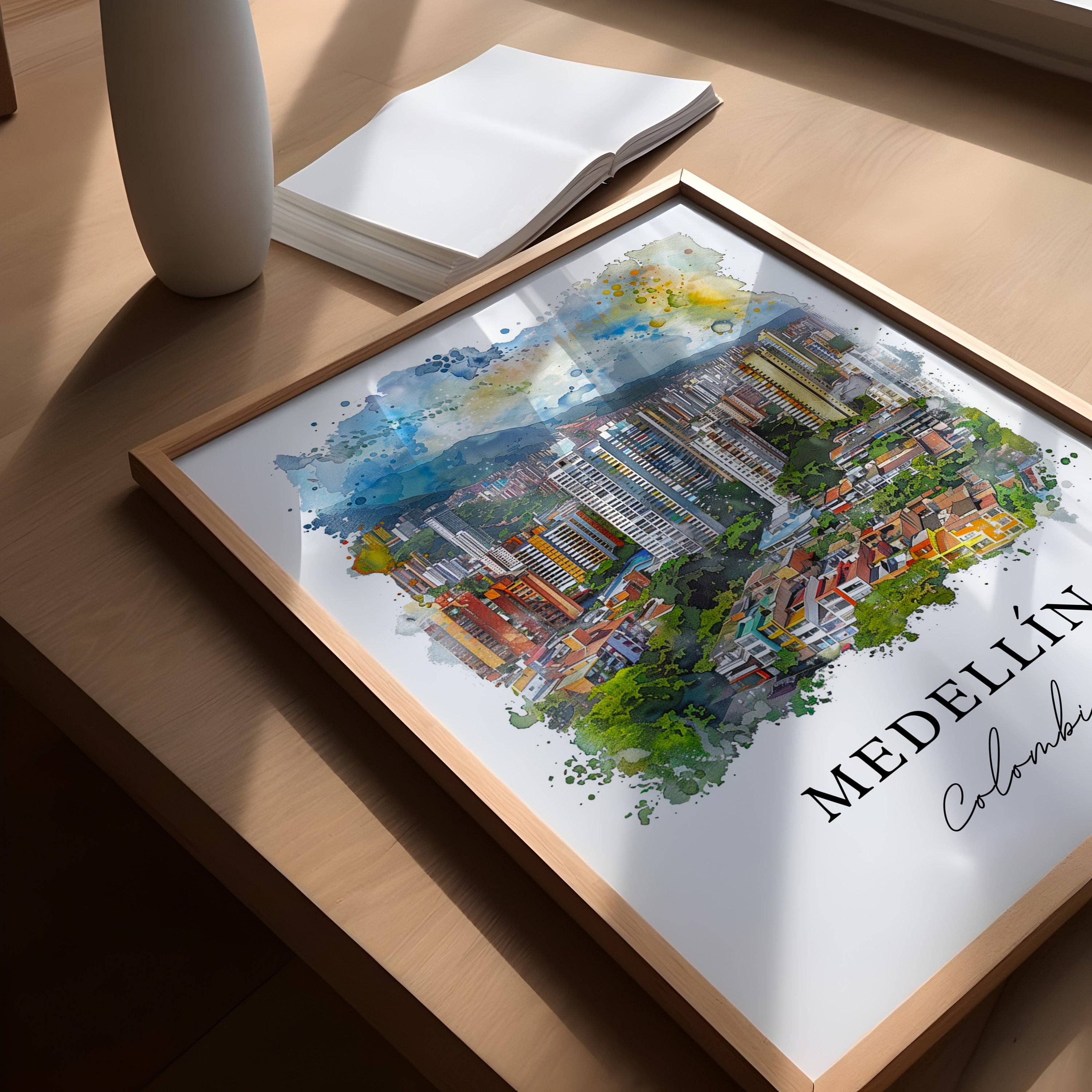 Premium Travel Art - Wholesale Art Print - Medellin Colombia Wall Art, Medellin Colombia Print, Medellin Watercolor, Colombia Gift,2