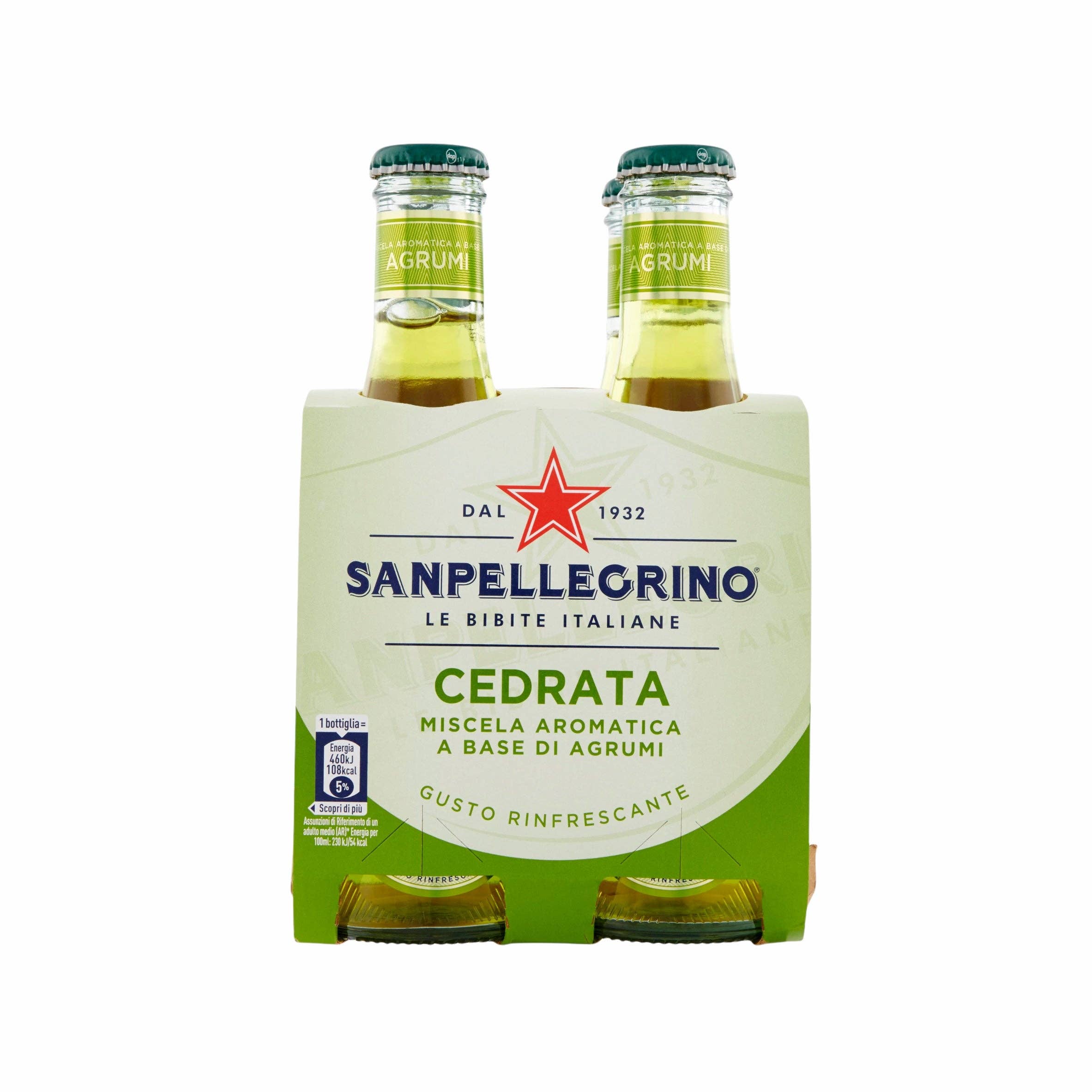 Made in eatalia – wholesale Jar/filled candle – San Pellegrino Cedrata Italian citrus soft drink glass bottle 4 packs (20cl x4)