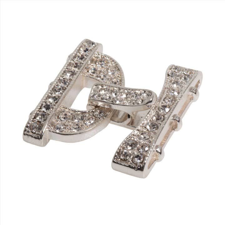 Sparkling Pavé Crystal Buckle Clasp 26x24.5mm with 3 Loop Ends sold by the Piece - CL/35 for wholesale by Continental Beads