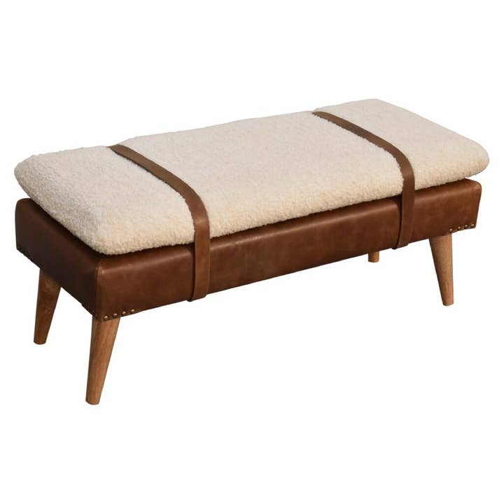 Artisan Furniture - Wholesale Bench - Boucle x Buffalo Hide Leather Bench3