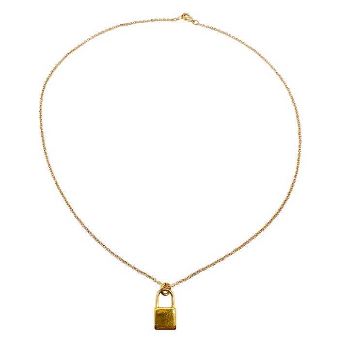 Golden Lock Layering Charm Necklace for wholesale by Alisa Michelle Designs Inc.