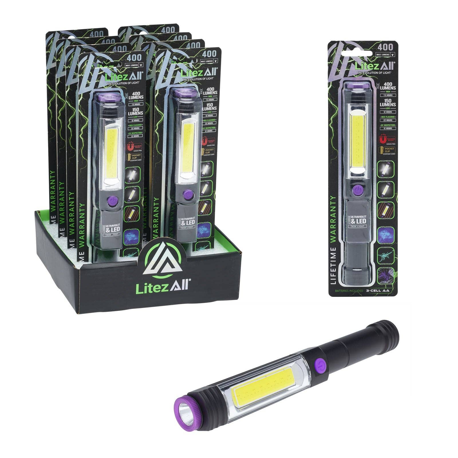 LitezAll - Wholesale Flashlight - LitezAll Task Light with UV Flashlight0