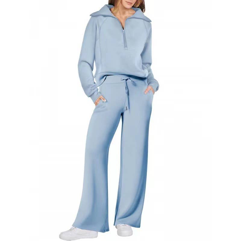 Rosa Clothing - Wholesale Top & Pant Set (NOT Loungewear) - Women's - Oversized Half zip Sweatshirt & Pants 2 Piece Tracksuit10