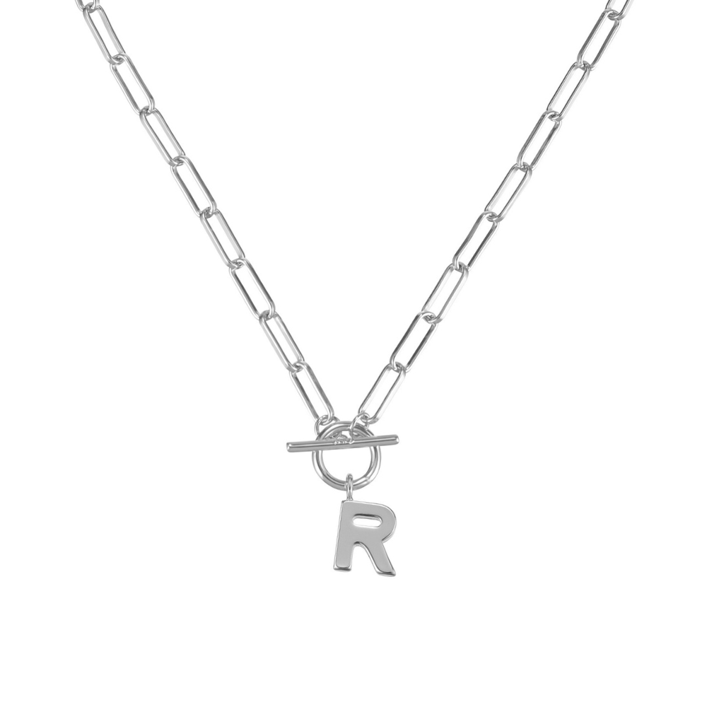 Natalie Wood Designs - Wholesale Pendant/Charm Necklace - Toggle Initial Necklace Pre-Pack, Silver17