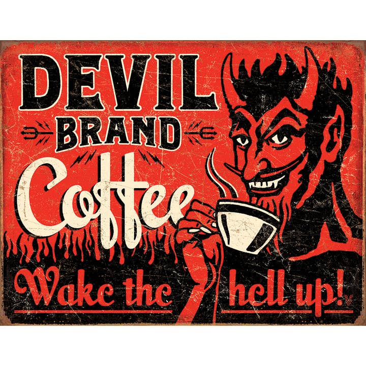 Devil Brand Coffee Tin Sign for wholesale by Desperate Enterprises