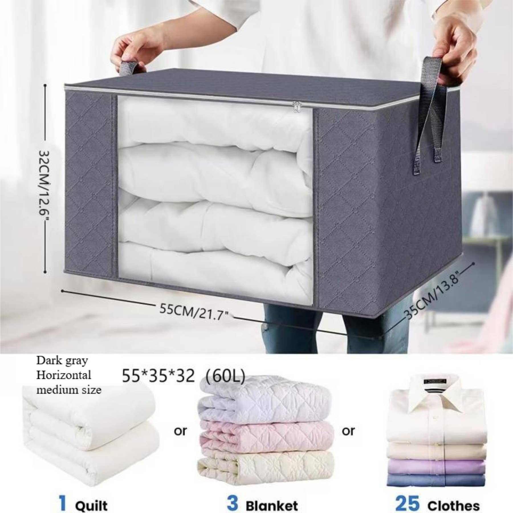 wandf - Wholesale Storage Bin - Horizontal Quilt Foldable Storage Bag-Non-Woven Storage Box0