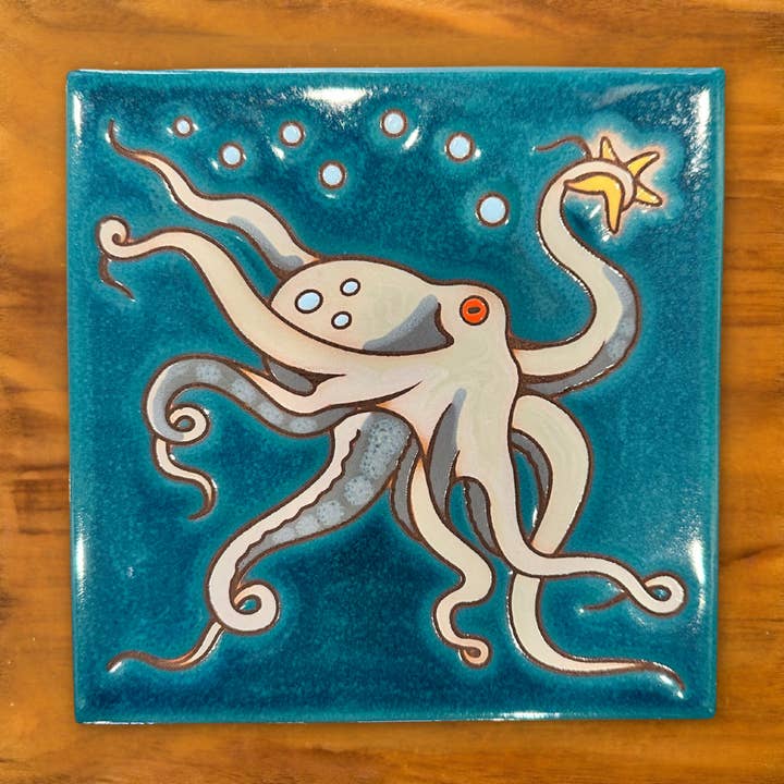 Octopus Tile Art Trivet for wholesale by Carly Quinn Designs