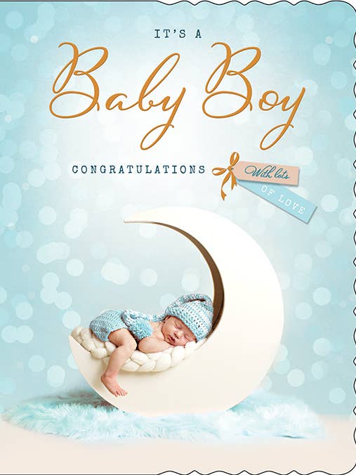 Baby Card, Baby Boy, Moon for wholesale by Piccadilly Greetings