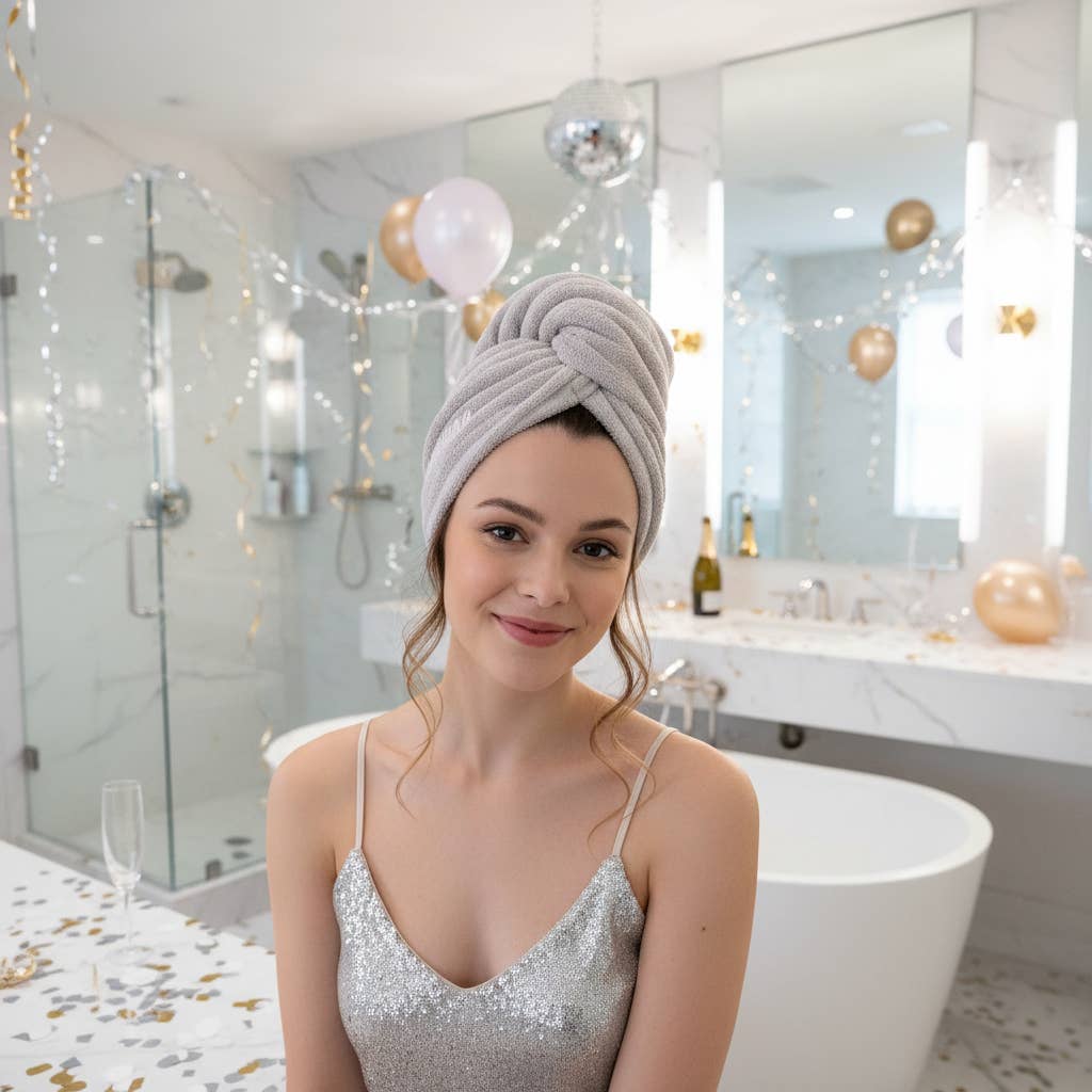 Pure Drop - Wholesale Hair Towel/Wrap - Microfiber Twisted Hair Towel - Grey3