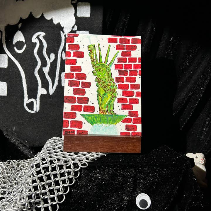 Piggy Courtyard Fountain 5x7" Art Print for wholesale by LambRot Art