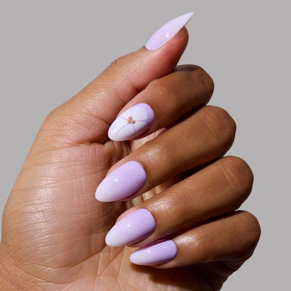 Glamnetic - Wholesale Press-On/Fake Nails - Lilac Reef Press-On Nails | Short Almond Purple Floral Nail5