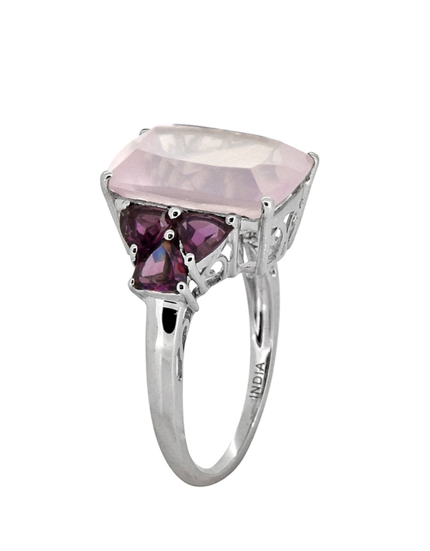 Tiramisu - Vendita all'ingrosso Anelli di fidanzamento - anello di fidanzamento in argento sterling 925 con granato di quarzo rosa1