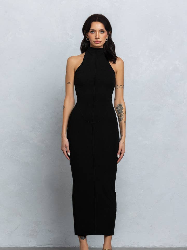 Ultra soft double side jersey mock neck maxi dress for wholesale by No Vacancy