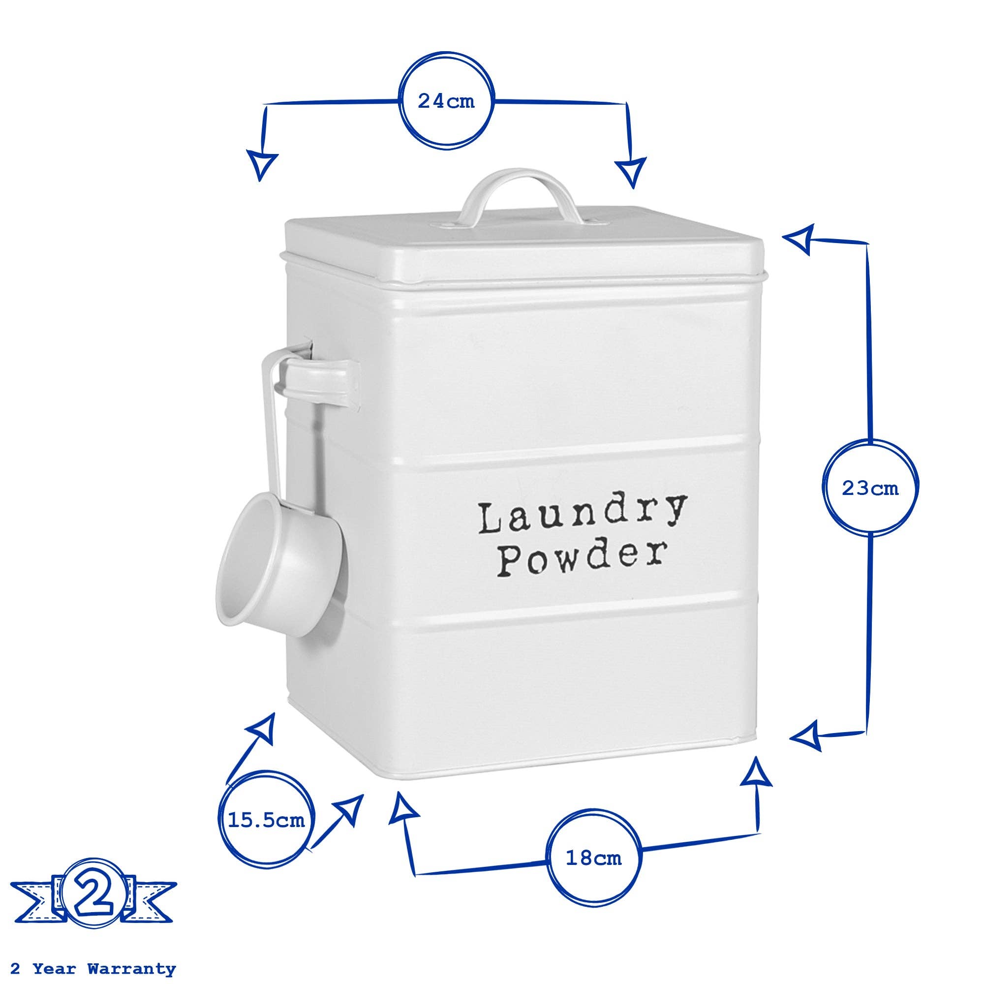 Rinkit Ltd – wholesale Laundry detergent powder/pods – Harbour Housewares Metal Washing Powder Storage - Matt White7