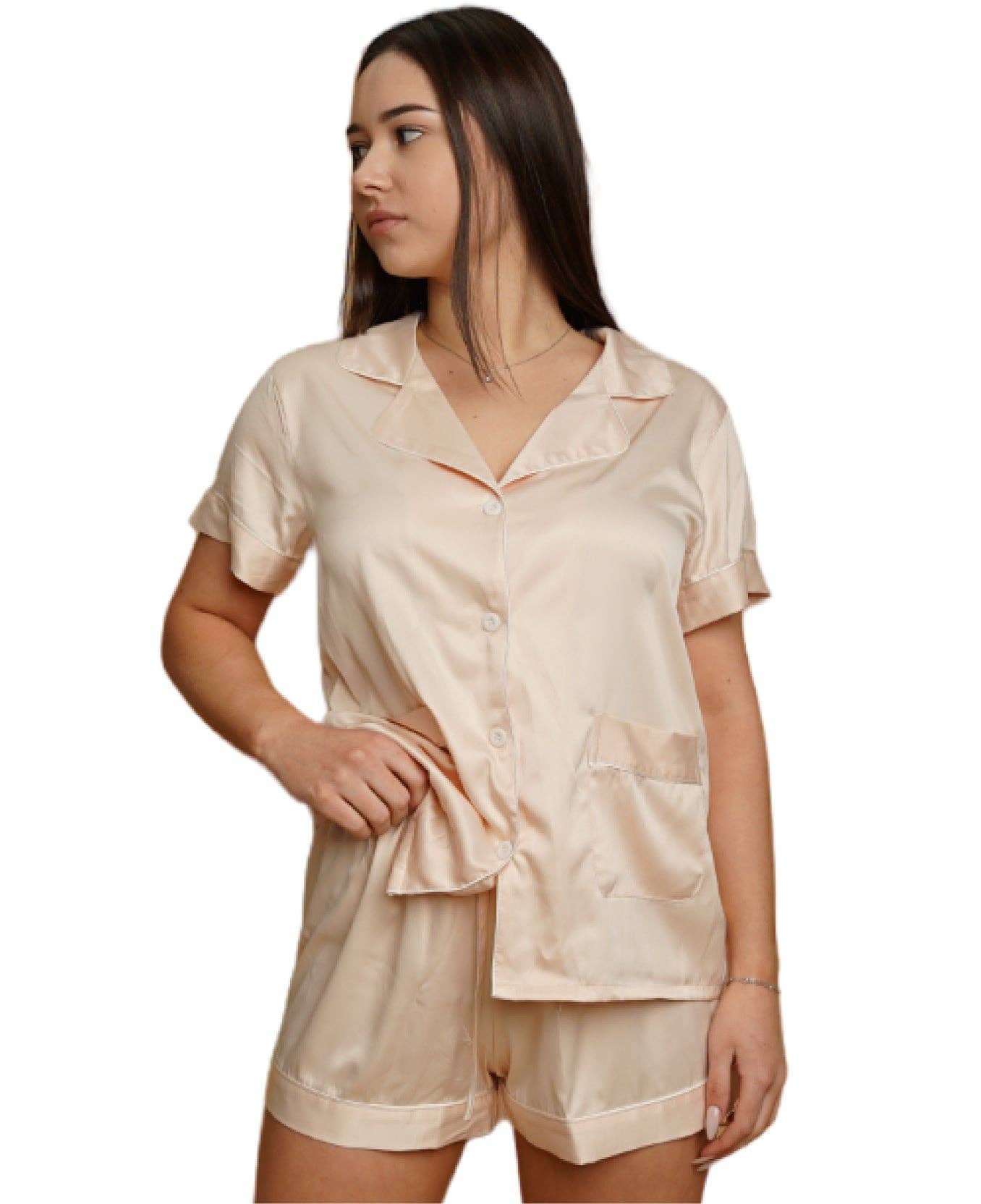 Taniri - Wholesale Sleepwear Set - Women's - ASHLEY SHORT MATTE SATIN PAJAMAS4