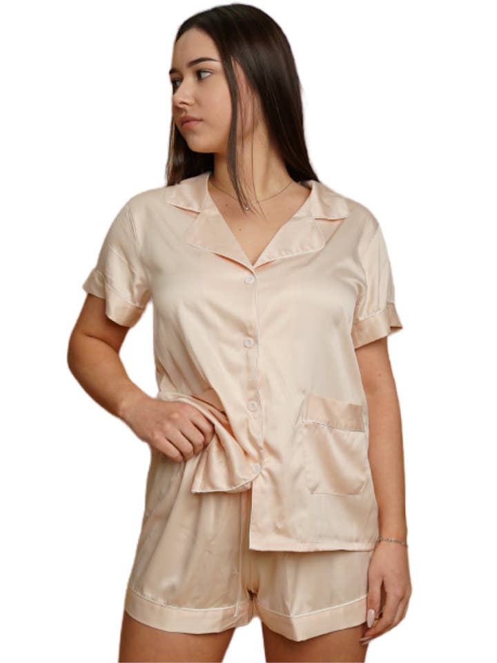 Taniri - Wholesale Sleepwear Set - Women's - ASHLEY SHORT MATTE SATIN PAJAMAS4