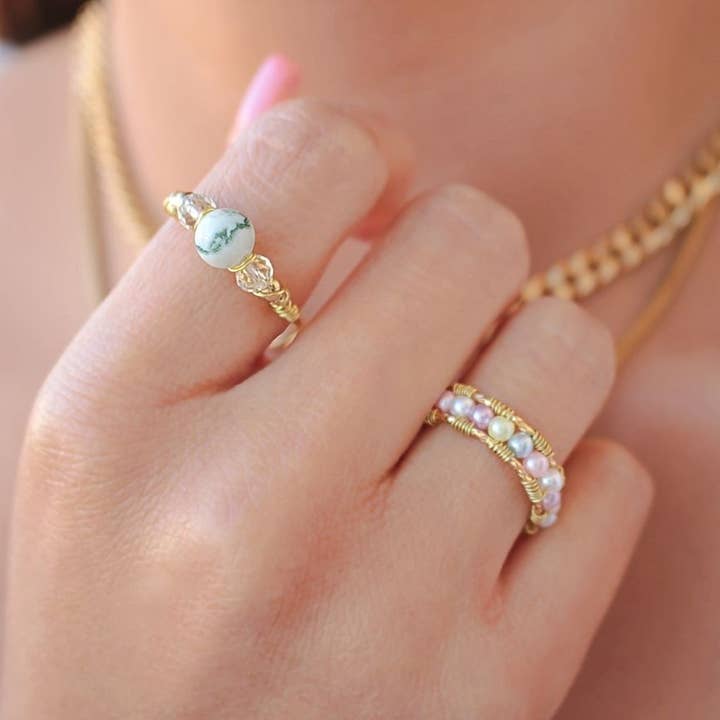 Divine Dulcet - Wholesale Single Stone/Solitaire Ring - "Marquise" | 18K Natural Crystals Hand Wired Adjustable Ring